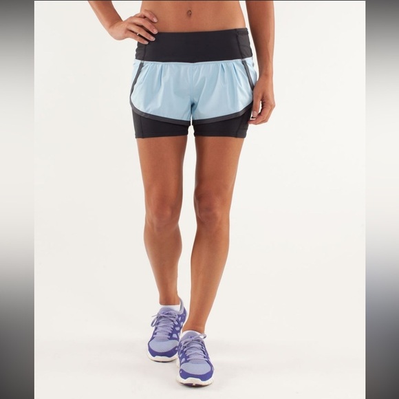 Lululemon Run Speed Squad Shorts Blue Gray Women’s Size 4 - Picture 1 of 10